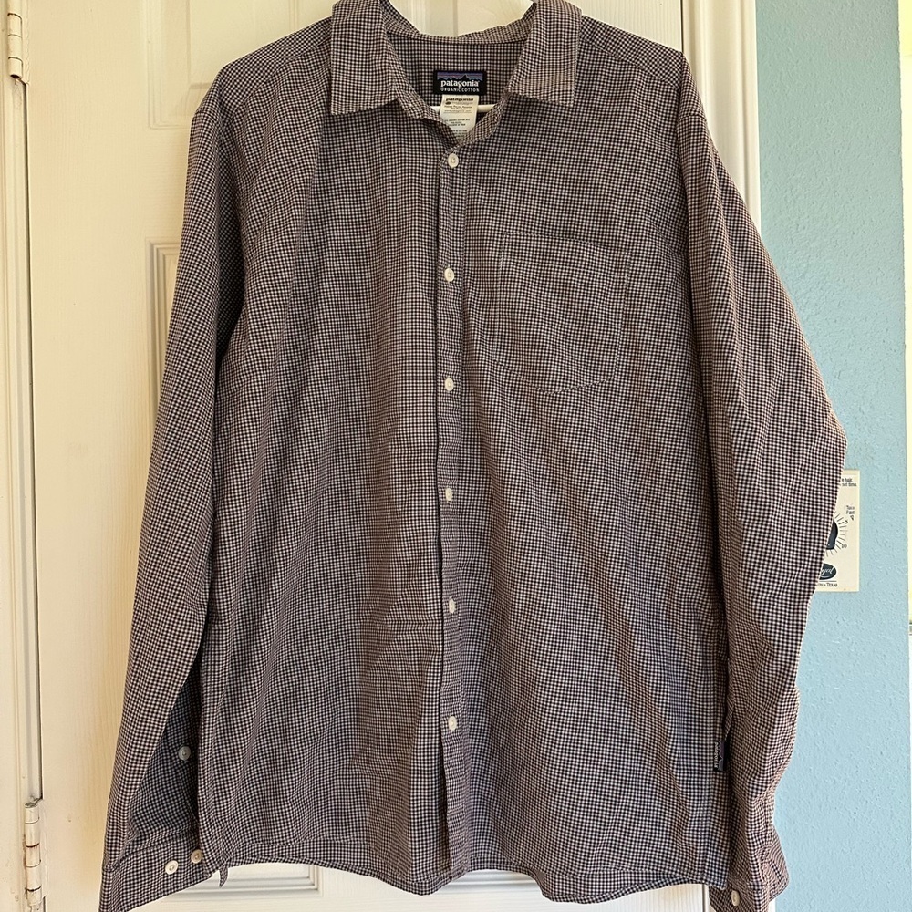 Patagonia Shirt Size L Organic Cotton Gingham Athleisure Gorpcore Travel EUC